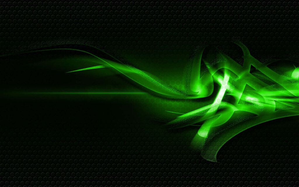 Vibrant Green Ribbons Wallpaper on Dark Textured Background