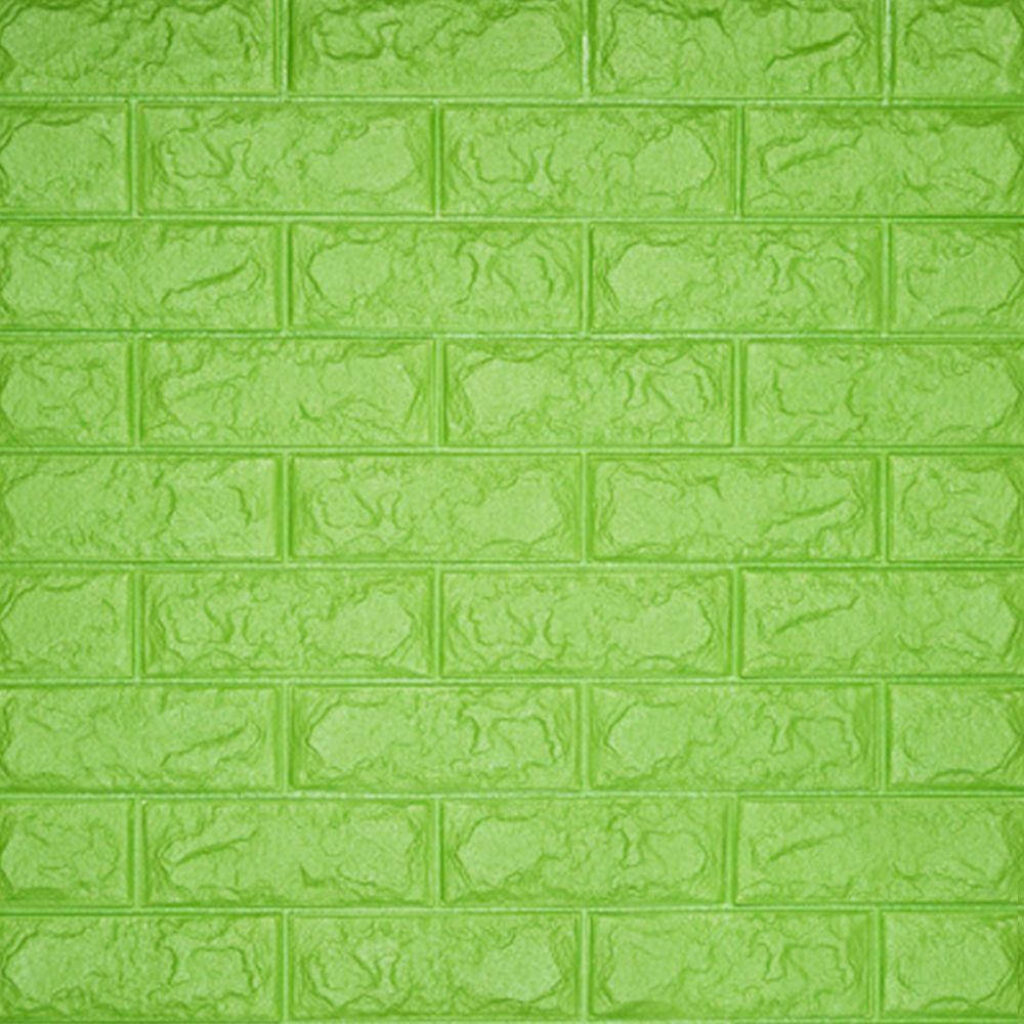 Vibrant Green Textured Brick Wallpaper for Rustic Charm