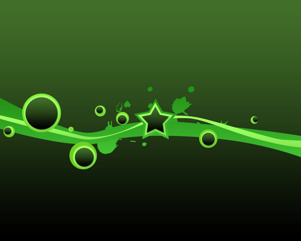 Vibrant Green Star Wallpaper with Dynamic Patterns on Black Background