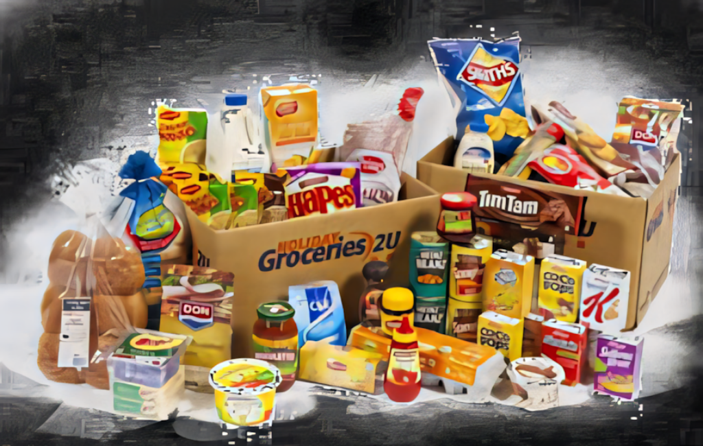 Vibrant Grocery Items Wallpaper: Snacks, Beverages & More Background