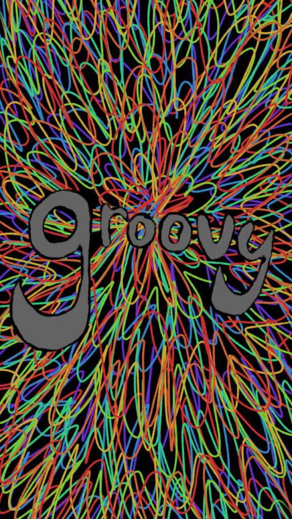 Vibrant Groovy Abstract Wallpaper: Psychedelic Design on Black