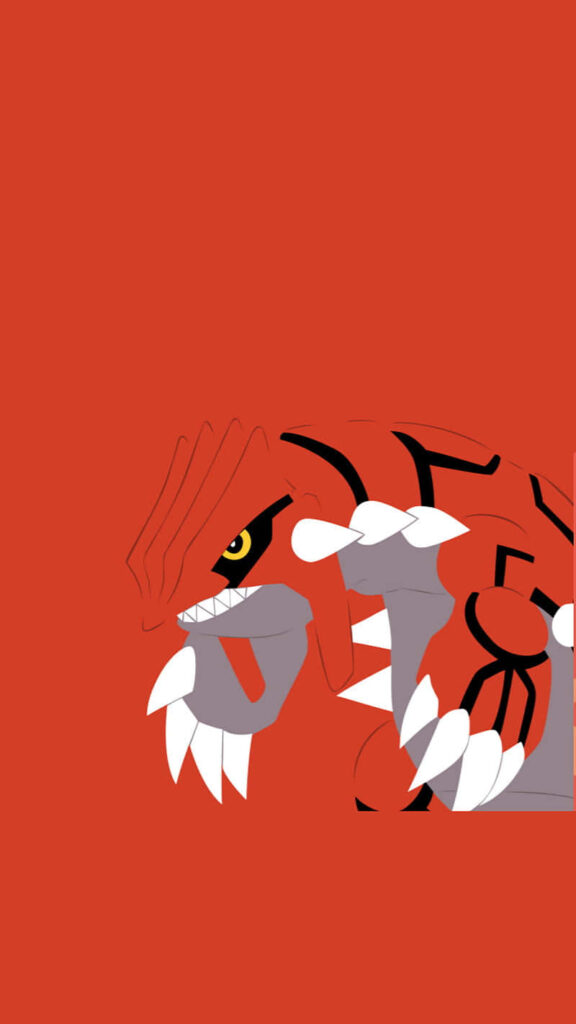 Vibrant Groudon Wallpaper: Legendary Pokémon on Scarlet Background