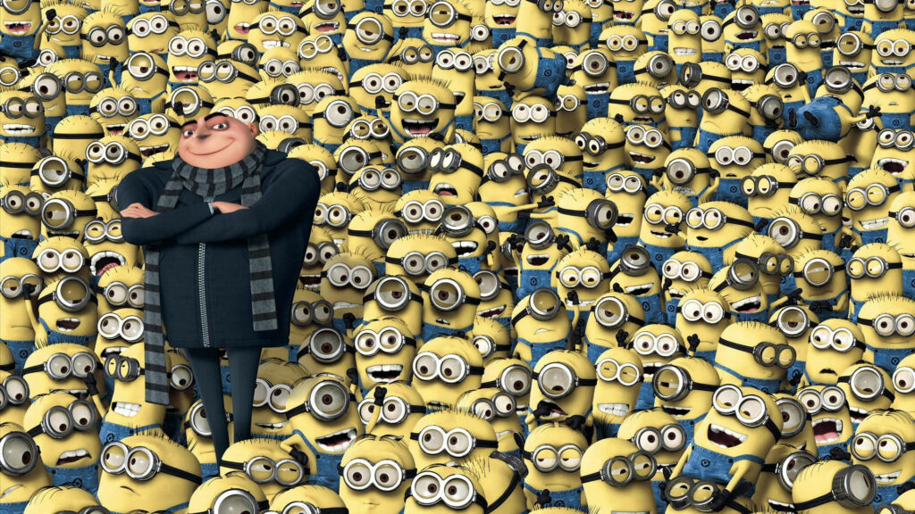 Vibrant Despicable Me Wallpaper: Gru & Playful Minions Unite