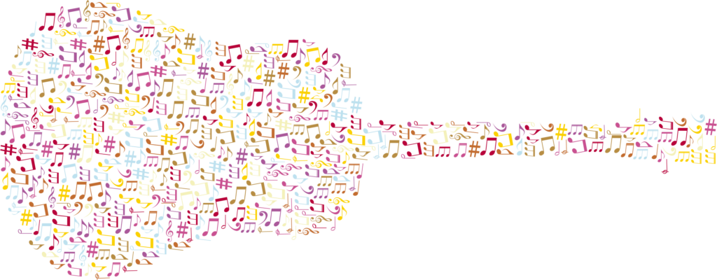 Vibrant Guitar Wallpaper: Colorful Notes & Musical Patterns