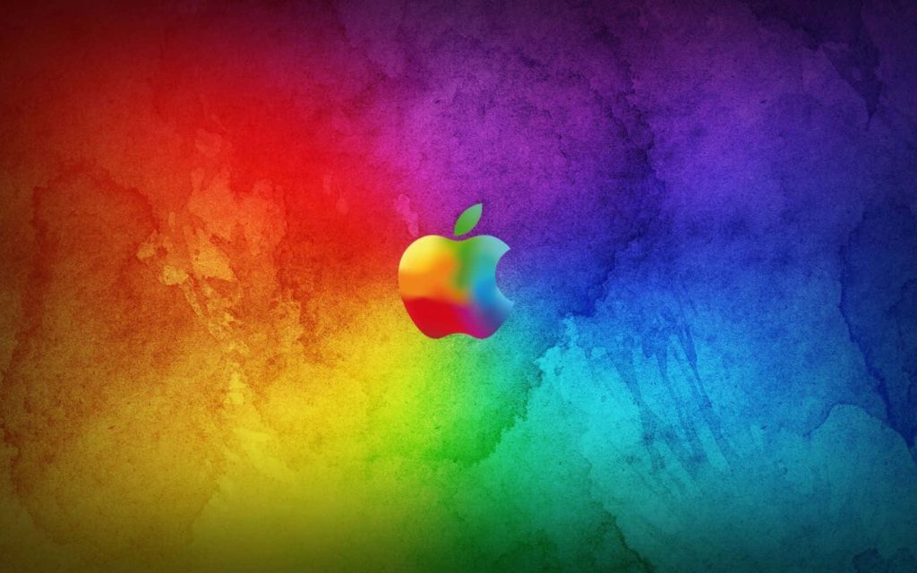 HD Apple logo wallpaper vibrant abstract rainbow watercolor textured background desktop mobile