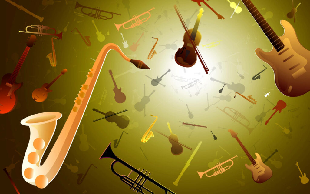 Vibrant HD Musical Instruments Wallpaper for Music Lovers