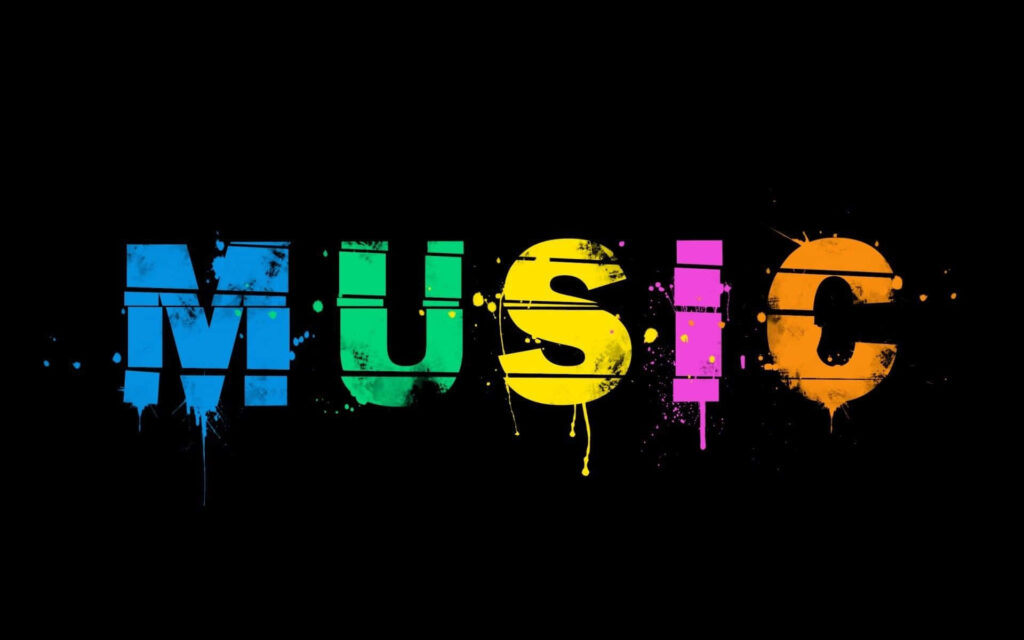 Vibrant HD Music Wallpaper: Bold Colorful Art on Black Background