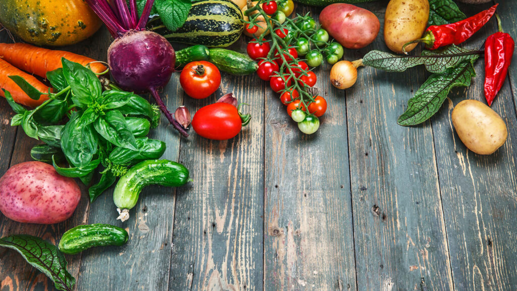 Vibrant HD Vegetable Wallpaper: Fresh Tomatoes, Cucumbers & Greens