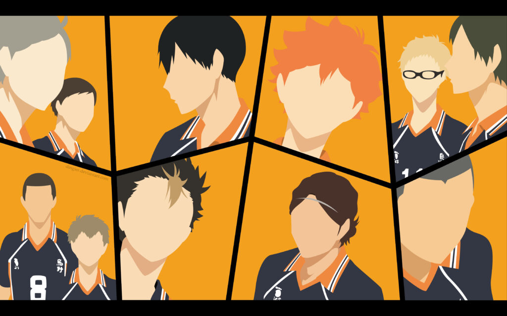 “Vector Art Haikyuu!! Karasuno Team Wallpaper - Orange Background”