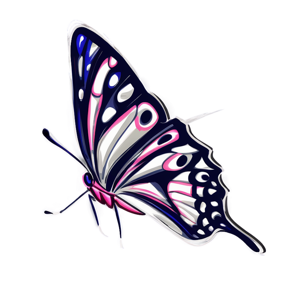 Intricate Butterfly Sketch Wallpaper: Vivid Colors on Purple Gradient