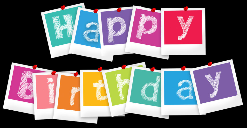Vibrant Happy Birthday Banner in Colorful Polaroid Letters Wallpaper