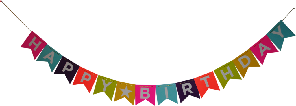 Vibrant Happy Birthday Banner with Colorful Triangular Flags Wallpaper