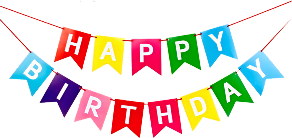Vibrant Colorful Happy Birthday Banner with Triangular Pennants Wallpaper