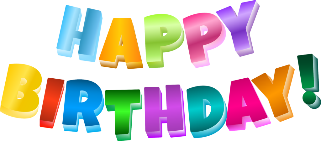 Colorful Happy Birthday Wallpaper: Vibrant Text on Transparent Background