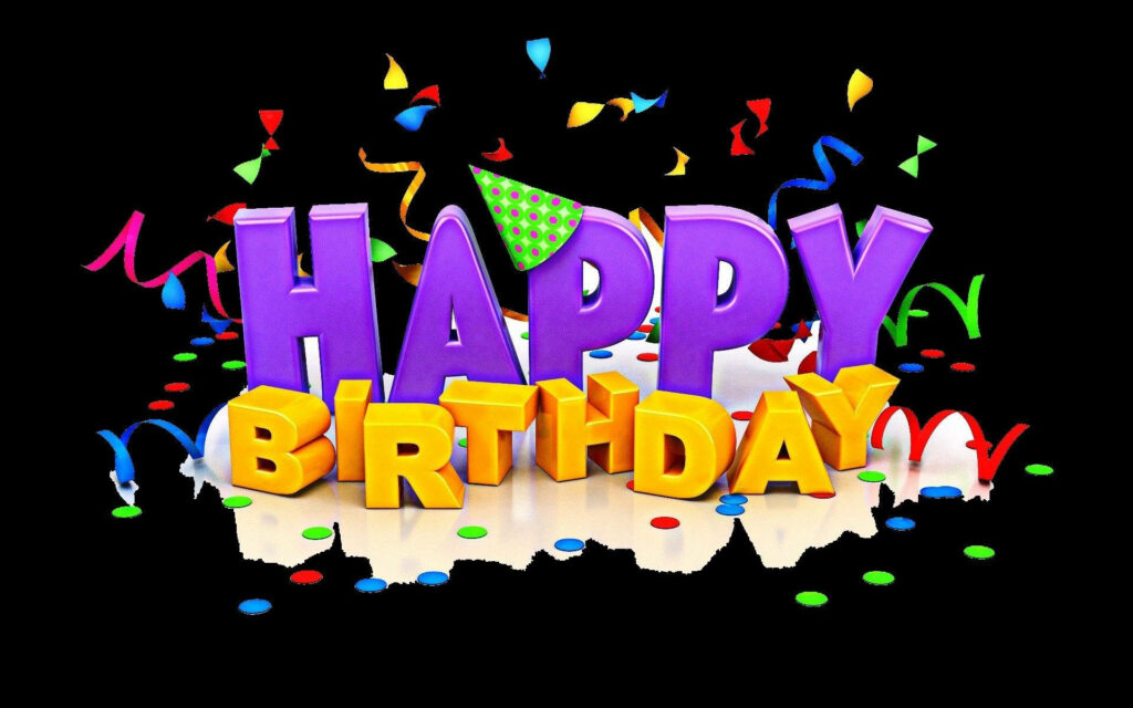 Vibrant Happy Birthday Wallpaper with 3D Letters & Confetti