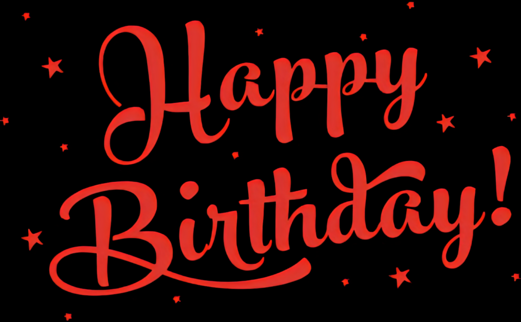 Vibrant Happy Birthday Wallpaper with Bold Red Script & Stars