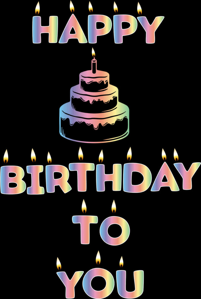 Vibrant Happy Birthday Wallpaper with Colorful Cake & Candles