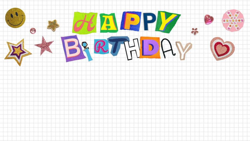 Playful Happy Birthday Wallpaper with Colorful Cut-Out Letters