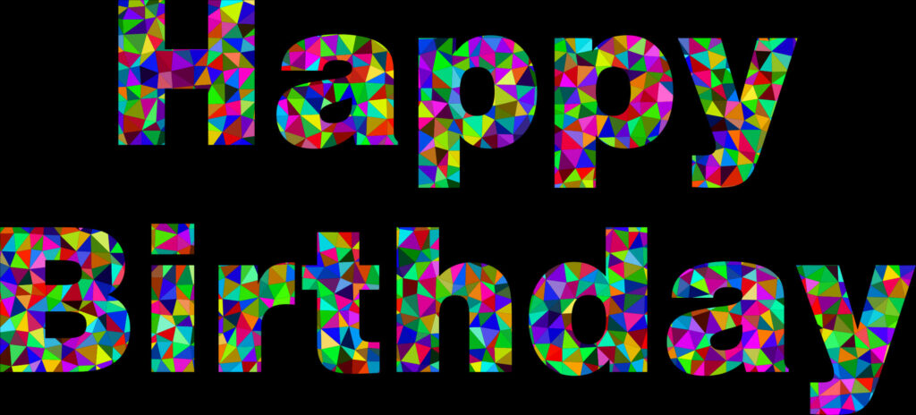 Vibrant Happy Birthday Wallpaper: Colorful Mosaic Design on Black