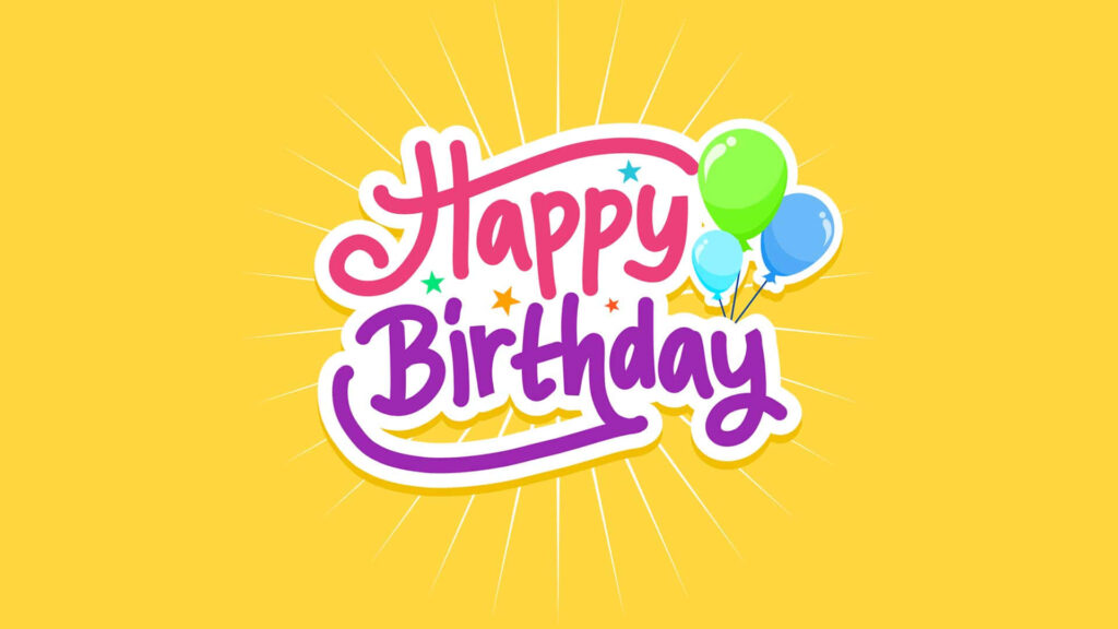 Vibrant Happy Birthday Wallpaper with Colorful Text & Balloons