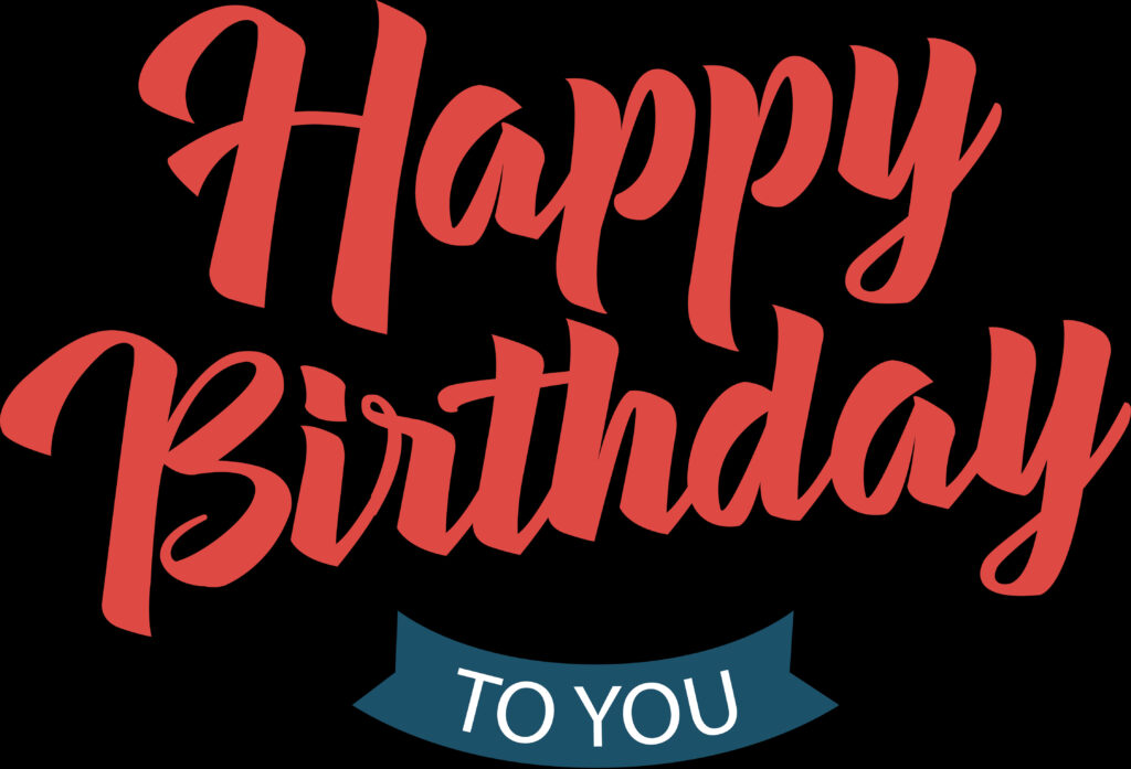 Vibrant Happy Birthday Wallpaper with Red Script & Ribbon Design