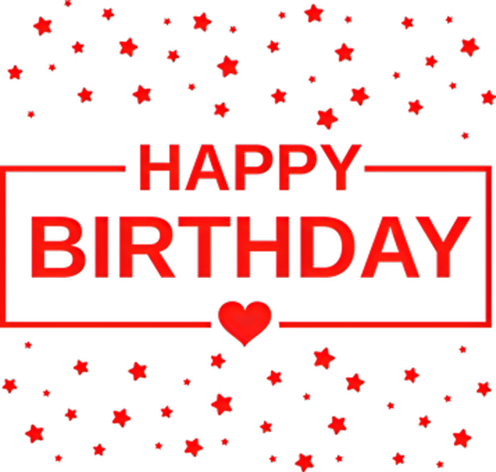 Vibrant Happy Birthday Graphic Wallpaper with Stars & Hearts