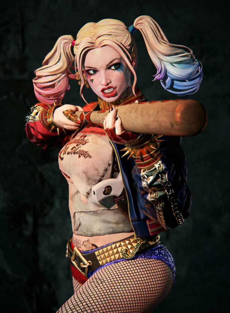 Vibrant Harley Quinn Wallpaper: Margot Robbie in Dynamic Pose