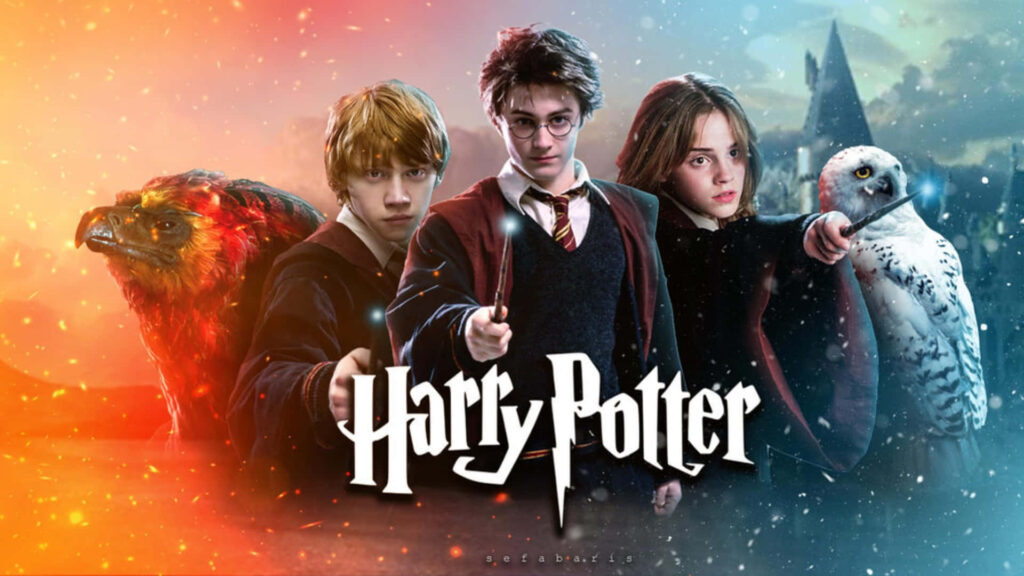 Vibrant Harry Potter Characters Movie Poster Wallpaper Background
