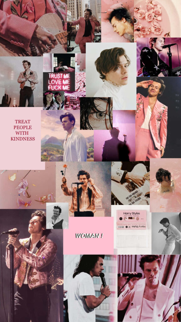 Vibrant Harry Styles Collage Wallpaper: Iconic Moments & Kindness
