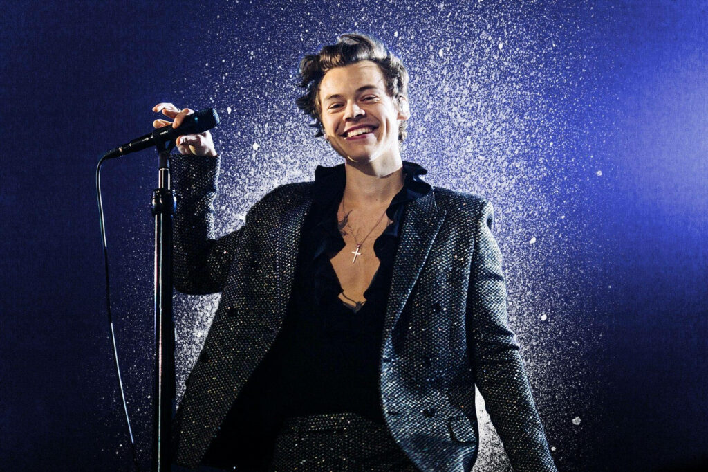 Vibrant Harry Styles Live Performance Wallpaper for iPhone Customization