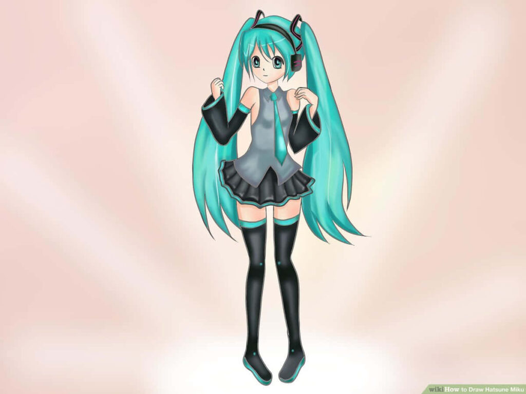 Vibrant Hatsune Miku Wallpaper: Whimsical Gradient Background