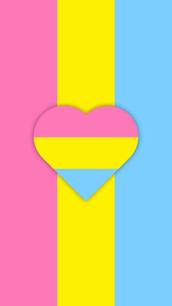 Vibrant Pansexual Heart Design Wallpaper - Colorful Striped Background