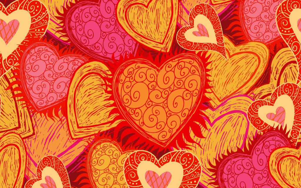Colorful Artistic Heart Wallpaper: Vibrant Patterns for a Cheerful Space