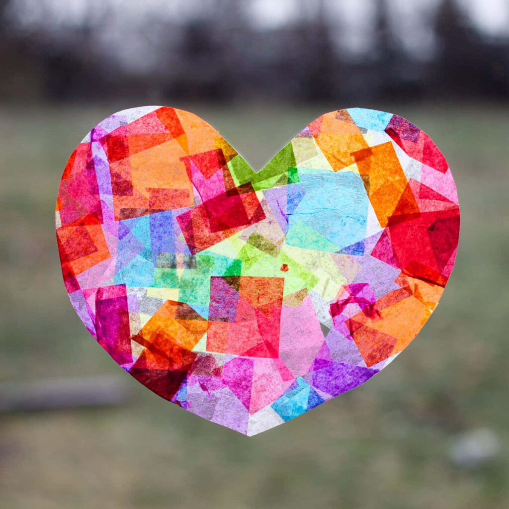Vibrant Heart-Shaped Mosaic Artwork: Colorful Wallpaper Background