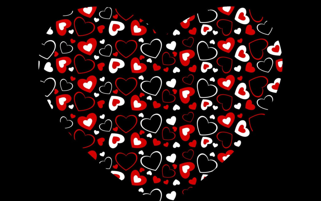 Captivating Heart Pattern Black and White Wallpaper Background