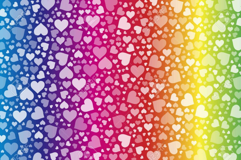 Colorful Heart Pattern Wallpaper: Vibrant Rainbow Gradient Design