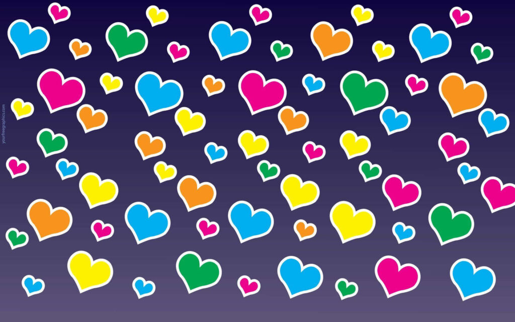 Colorful Heart Pattern Wallpaper with Gradient Background