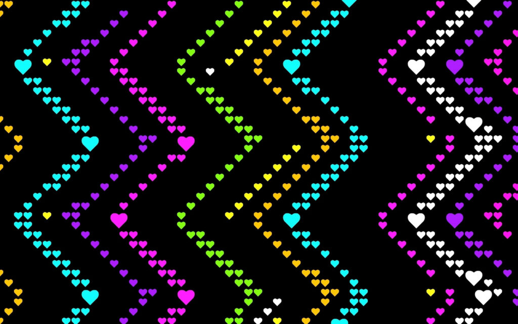 Vibrant Heart Patterns in Zigzag Lines - Colorful Wallpaper Background