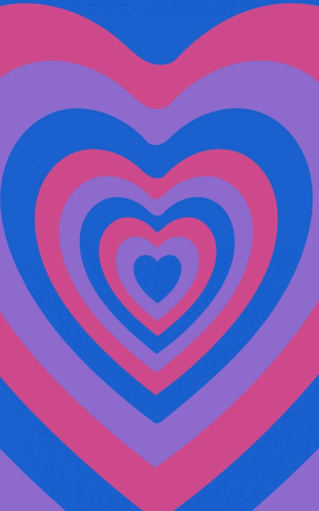 Vibrant Heart Pattern Wallpaper in Periwinkle, Pink, and Blue