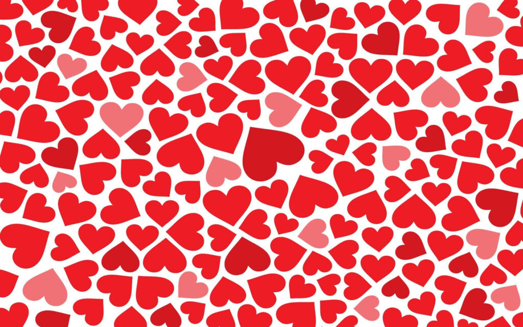 Vibrant Heart Pattern Wallpaper: Red & Pink Romance on White Background