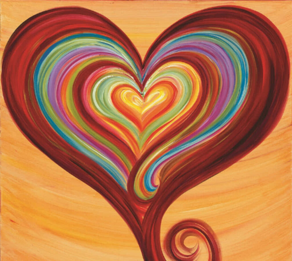 Vibrant Heart-Shaped Artwork Wallpaper: Colorful Energy & Charm