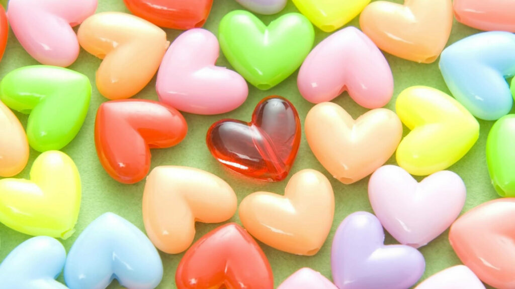 Colorful Heart-Shaped Candy Wallpaper with Vibrant Design