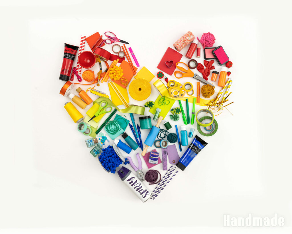 Colorful Heart-Shaped Craft Wallpaper Background: Creative Expressio