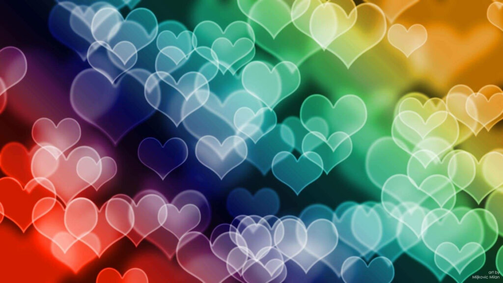 Vibrant Heart-Shaped Wallpaper: Colorful Gradient Design