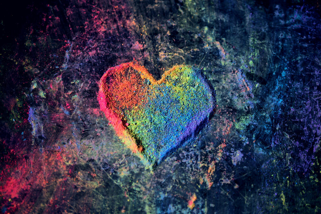 Vibrant Heart Wallpaper: Colorful Love on Dark Textured Background