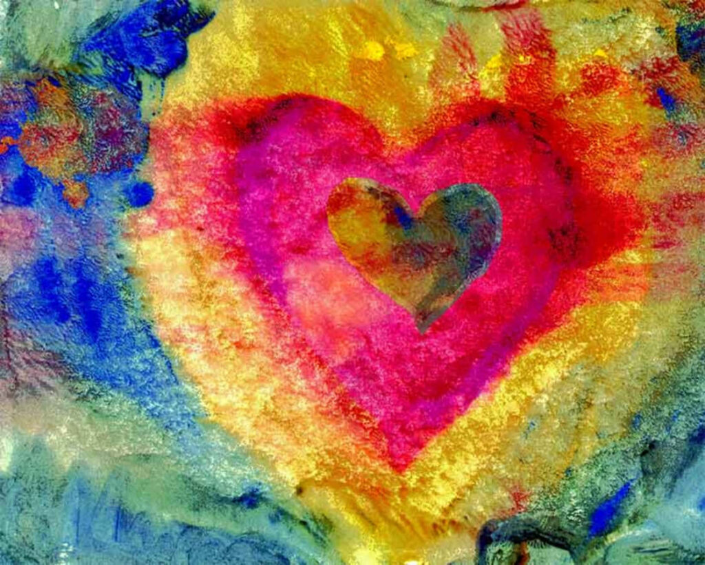 Vibrant Heart-Themed Wallpaper: Colorful Layered Design Background