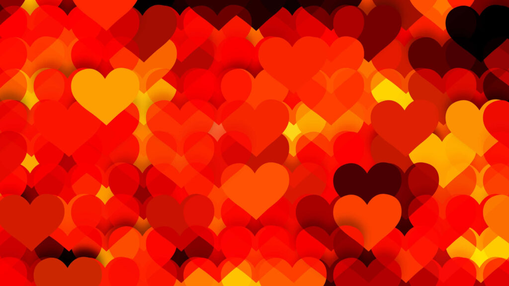 Vibrant Heart Wallpaper: Colorful Orange, Red & Yellow Seamless Design