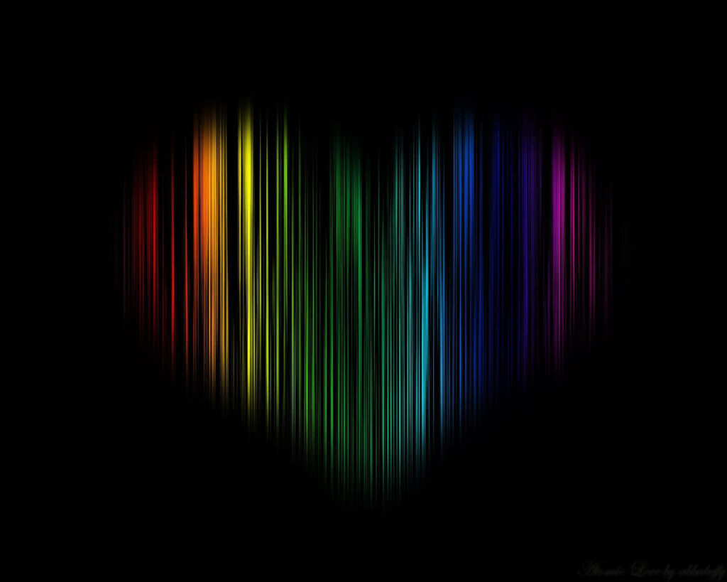 Vibrant Heart Wallpaper: Colorful Patterns on Dark Background