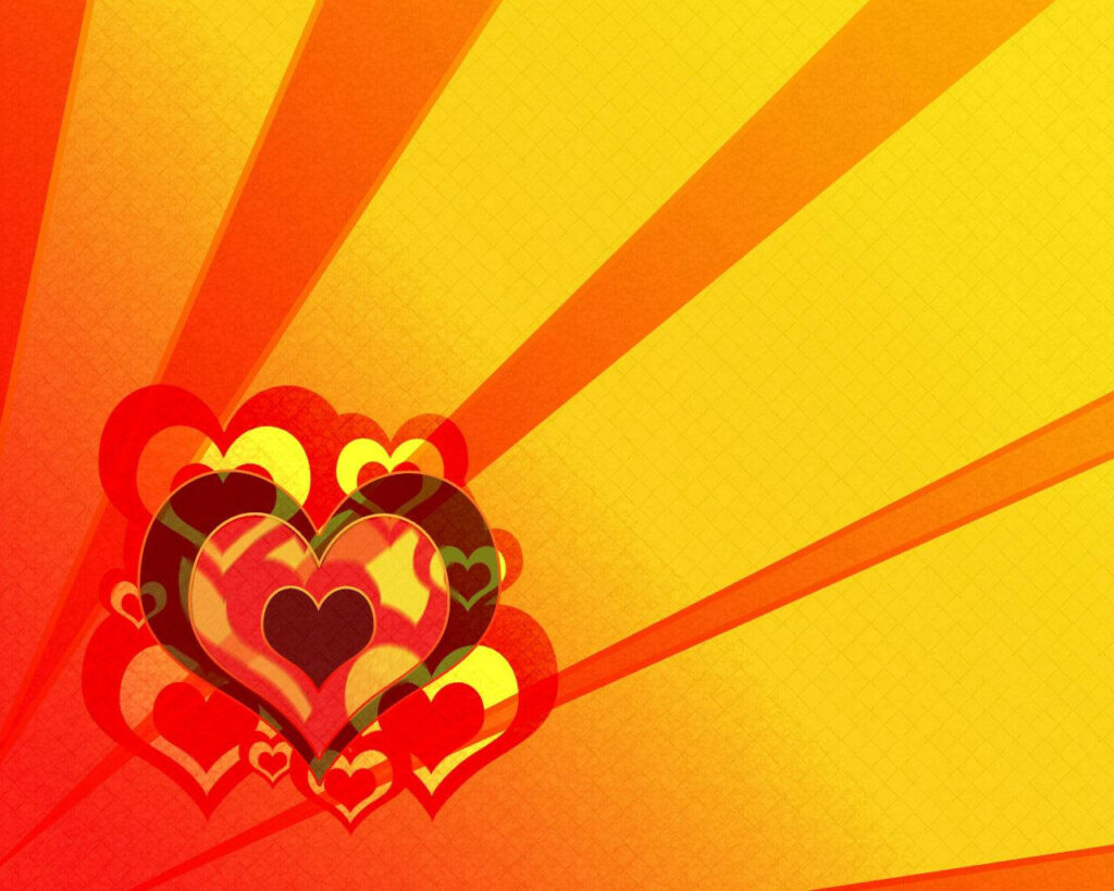 Vibrant Heart Shapes Wallpaper: Energetic Orange & Yellow Design