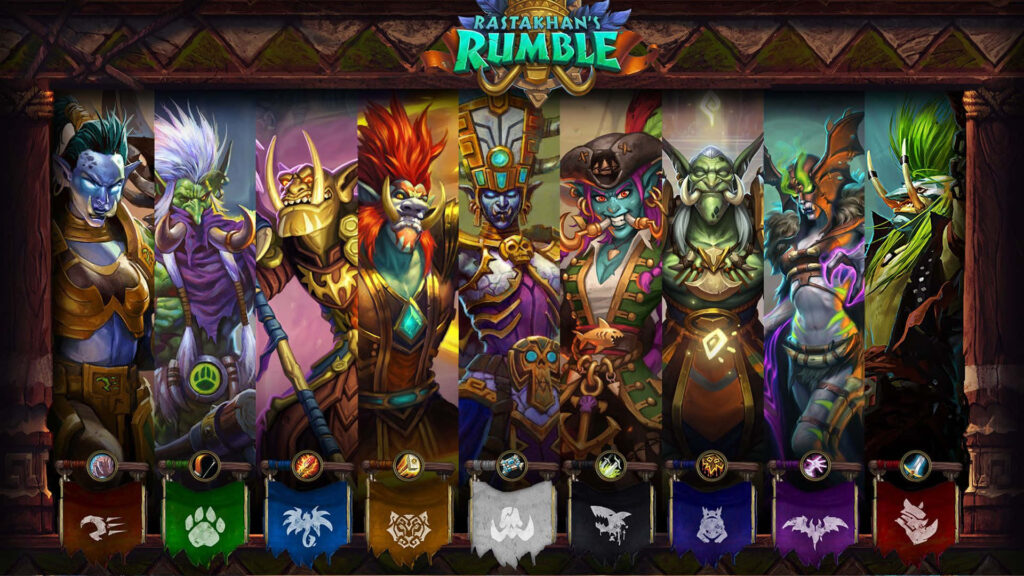 Exciting Rastakhan's Rumble Characters: Vibrant Hearthstone Wallpaper